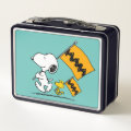Peanuts | Snoopy & Woodstock Flags Metal Lunch Box | Zazzle