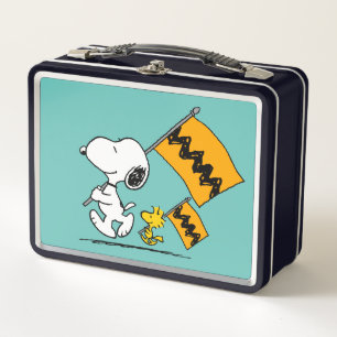 Peanuts Snoopy & Woodstock Flags Metal Lunch Box