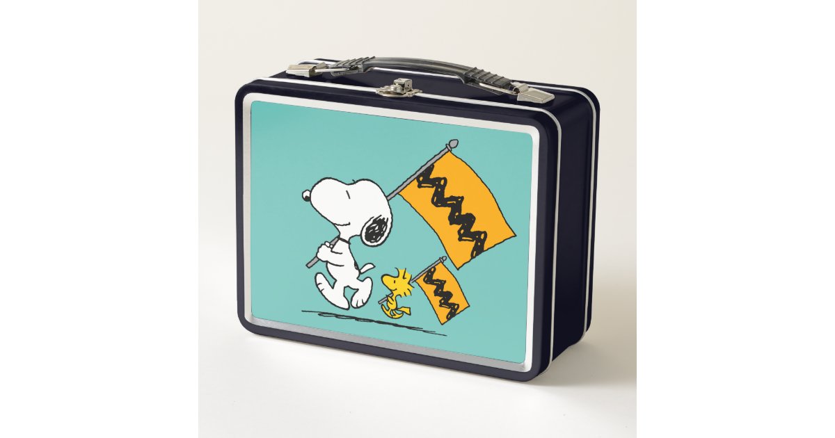 Peanuts | Snoopy & Woodstock Flags Metal Lunch Box | Zazzle