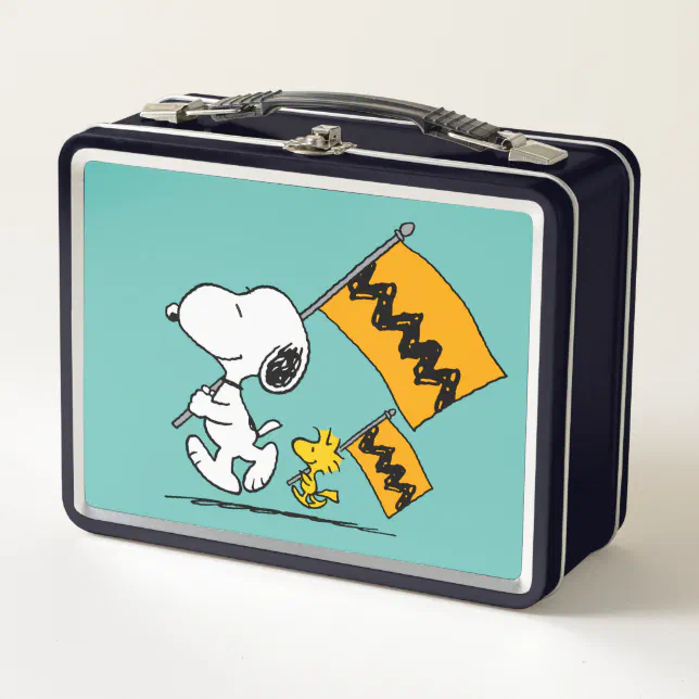 Peanuts | Snoopy & Woodstock Flags Metal Lunch Box | Zazzle