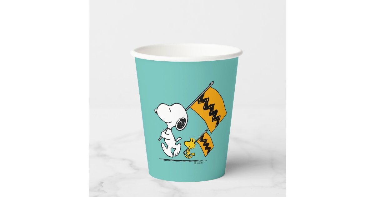 Peanuts | Snoopy & Woodstock Flags Paper Cups | Zazzle