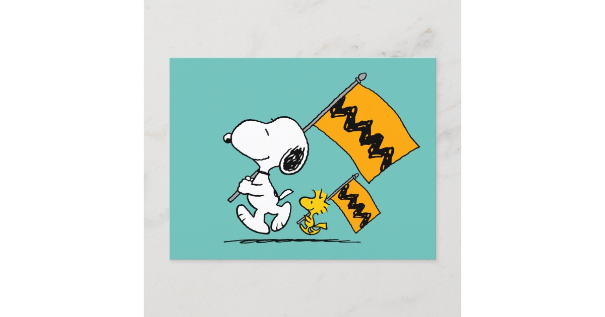 Peanuts | Snoopy & Woodstock Flags Postcard | Zazzle