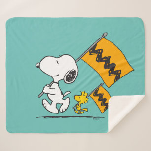 Peanuts Snoopy & Woodstock Flags Sherpa Blanket