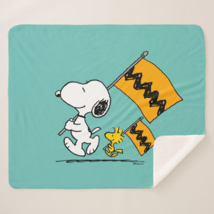 Peanuts Snoopy & Woodstock Flags Sherpa Blanket