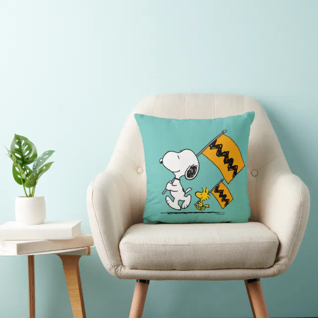 Peanuts | Snoopy & Woodstock Flags Throw Pillow | Zazzle