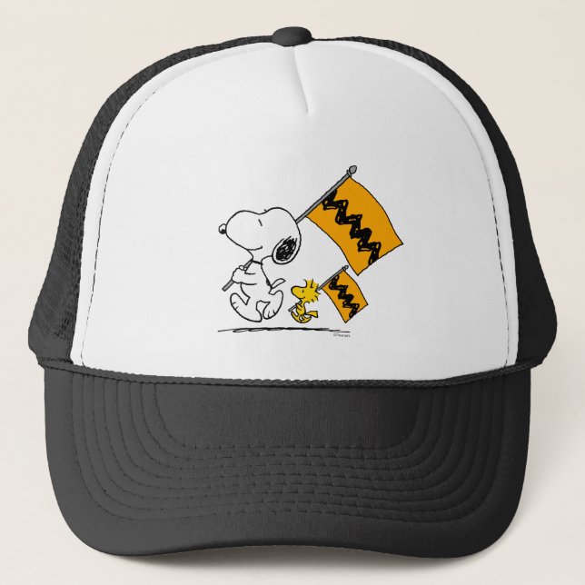 Peanuts | Snoopy & Woodstock Flags Trucker Hat (Front)