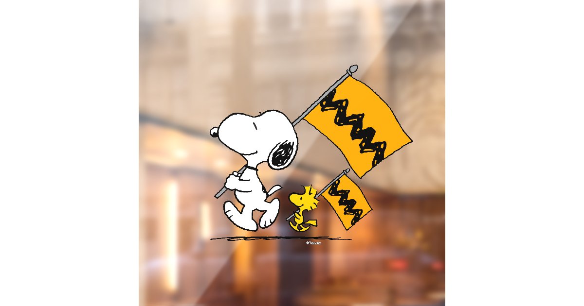 Peanuts | Snoopy & Woodstock Flags Window Cling | Zazzle