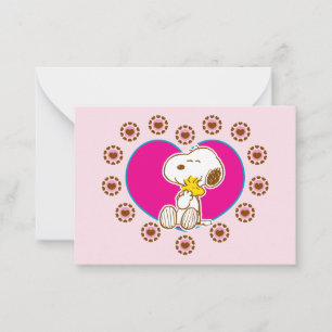 Peanuts   Snoopy & Woodstock Floral Heart Hug Note Card