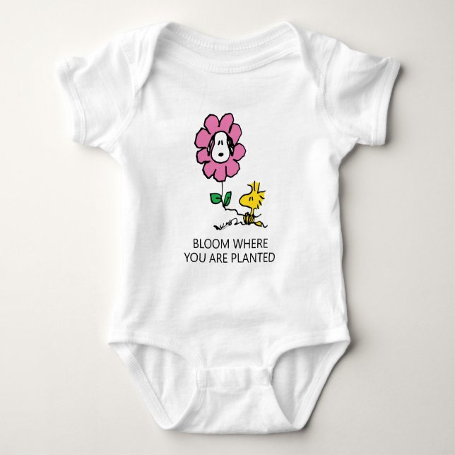 Peanuts | Snoopy & Woodstock Flower Baby Bodysuit (Front)