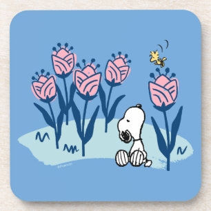 Peanuts Snoopy & Woodstock Flower Garden Beverage Coaster