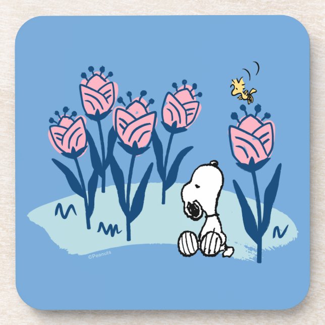 Peanuts | Snoopy & Woodstock Flower Garden Beverage Coaster (Front)
