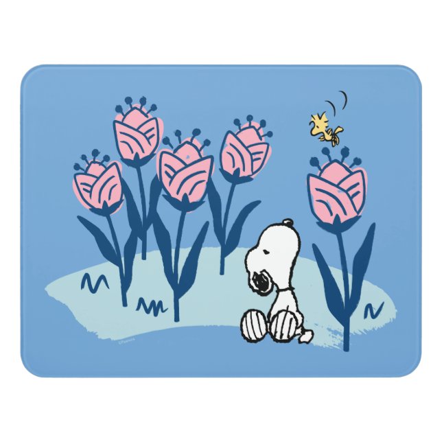 Peanuts | Snoopy & Woodstock Flower Garden Door Sign (Contemporary Front)