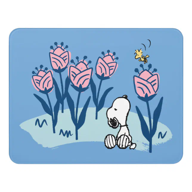 Peanuts | Snoopy & Woodstock Flower Garden Door Sign | Zazzle
