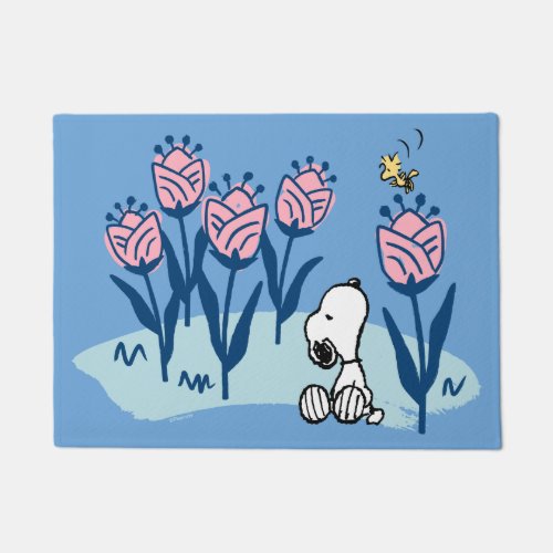 Peanuts  Snoopy  Woodstock Flower Garden Doormat