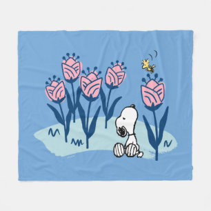 Peanuts Snoopy & Woodstock Flower Garden Fleece Blanket