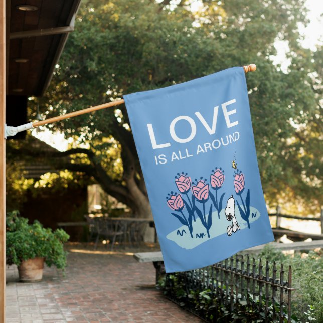 Peanuts | Snoopy & Woodstock Flower Garden House Flag (In SItu)