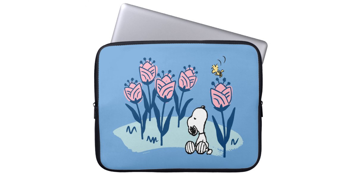 Peanuts | Snoopy & Woodstock Flower Garden Laptop Sleeve | Zazzle