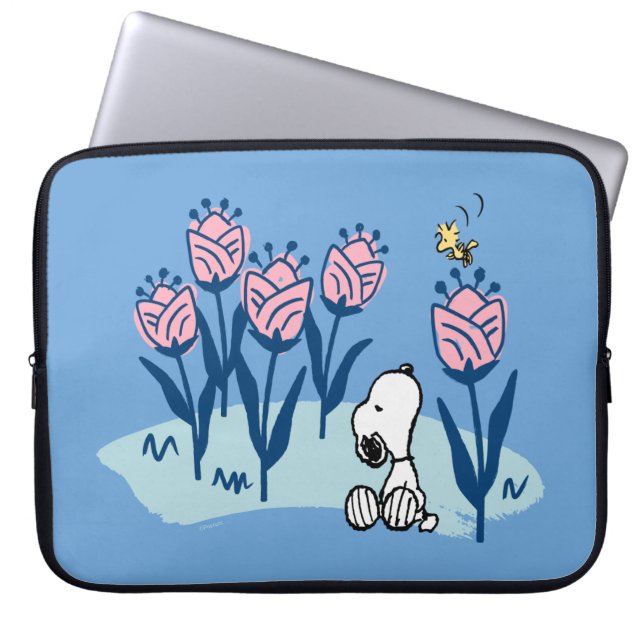 Peanuts | Snoopy & Woodstock Flower Garden Laptop Sleeve (Front)