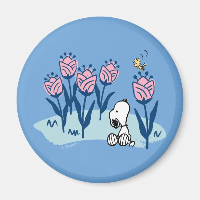 Peanuts | Snoopy & Woodstock Flower Garden Magnet (Front)