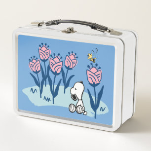 Peanuts Snoopy & Woodstock Flower Garden Metal Lunch Box