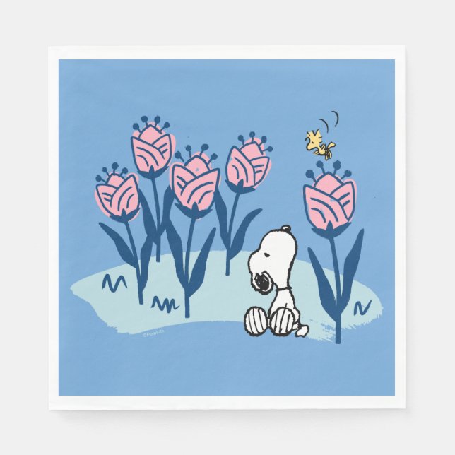 Peanuts | Snoopy & Woodstock Flower Garden Napkins (Front)