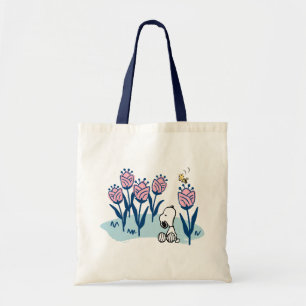 Peanuts Snoopy & Woodstock Flower Garden Tote Bag