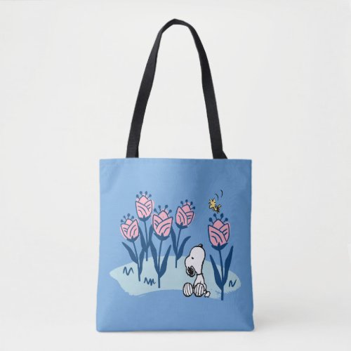 Peanuts  Snoopy  Woodstock Flower Garden Tote Bag