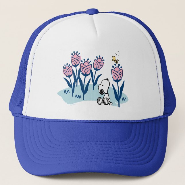 Peanuts | Snoopy & Woodstock Flower Garden Trucker Hat (Front)