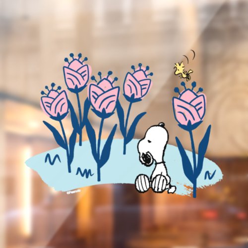 Peanuts  Snoopy  Woodstock Flower Garden Window Cling