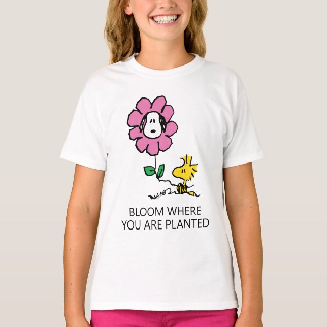 Peanuts | Snoopy & Woodstock Flower T-Shirt (Front)