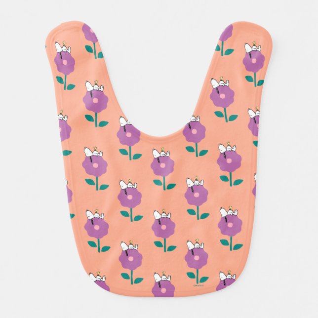 Peanuts | Snoopy & Woodstock Flower Whistle Baby Bib (Front)