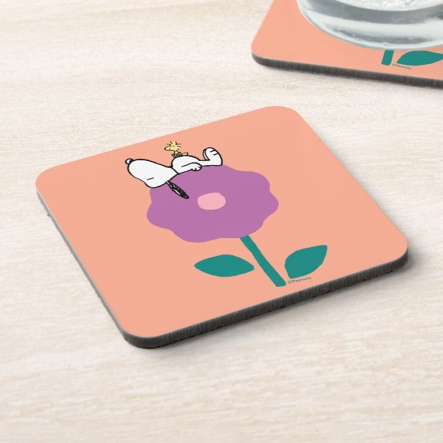 Peanuts | Snoopy & Woodstock Flower Whistle Beverage Coaster (Left Side)