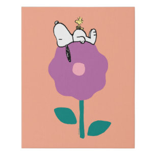 Peanuts Snoopy & Woodstock Flower Whistle Faux Canvas Print