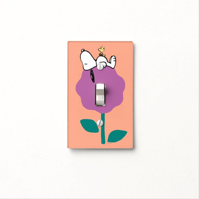 Peanuts | Snoopy & Woodstock Flower Whistle Light Switch Cover (In Situ)