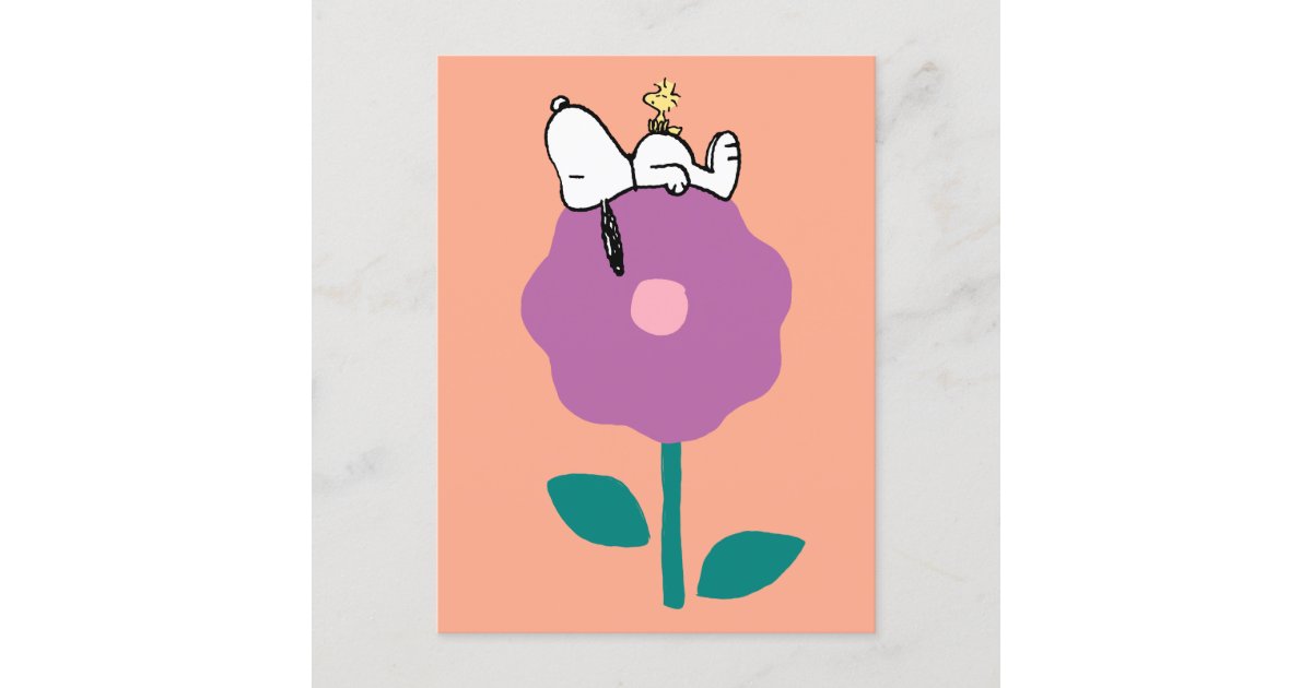Peanuts | Snoopy & Woodstock Flower Whistle Postcard | Zazzle