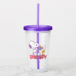 Peanuts Snoopy & Woodstock Flowers Acrylic Tumbler