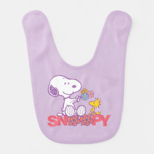 Peanuts Snoopy & Woodstock Flowers Baby Bib
