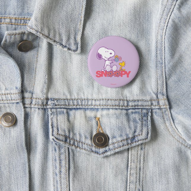 Peanuts | Snoopy & Woodstock Flowers Button (In Situ)