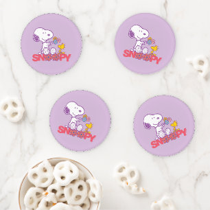 Peanuts Snoopy & Woodstock Flowers Coaster Set