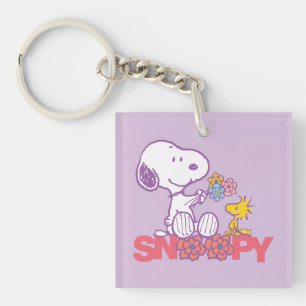 Peanuts   Snoopy & Woodstock Flowers Keychain