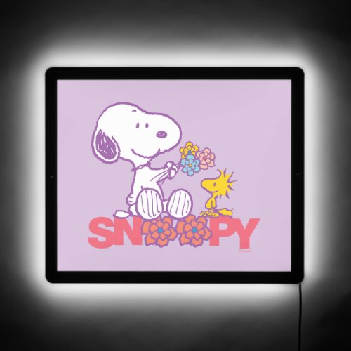 Peanuts  Snoopy  Woodstock Flowers LED Sign