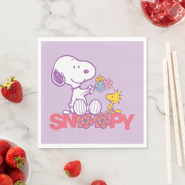 Peanuts | Snoopy & Woodstock Flowers Napkins (Insitu)