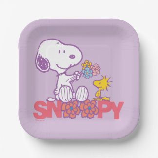 Peanuts | Snoopy & Woodstock Flowers Paper Plates