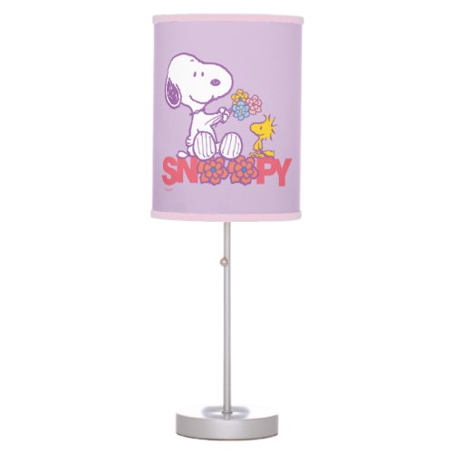 Peanuts  Snoopy  Woodstock Flowers Table Lamp