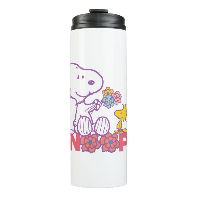 Peanuts | Snoopy & Woodstock Flowers Thermal Tumbler (Front)