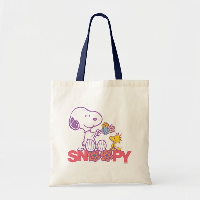 Peanuts | Snoopy & Woodstock Flowers Tote Bag (Front)