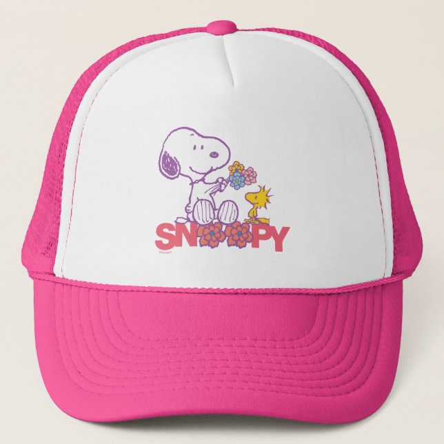 Peanuts | Snoopy & Woodstock Flowers Trucker Hat (Front)