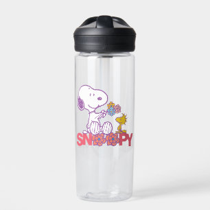 Peanuts Snoopy & Woodstock Flowers Water Bottle