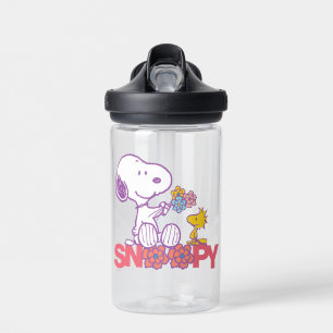 Peanuts Snoopy & Woodstock Flowers Water Bottle