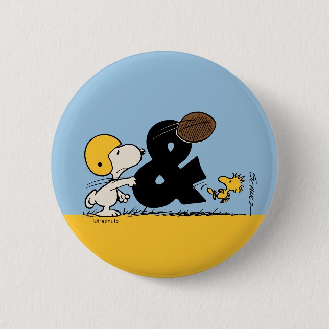 Peanuts | Snoopy & Woodstock Football Button (Front)